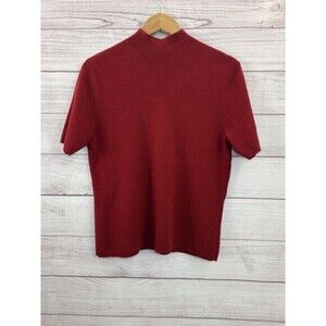 VTG Pendleton Wool Blouse Top Womens Red Short Sleeve KNIT Chunky  90s  SZ LARGE
